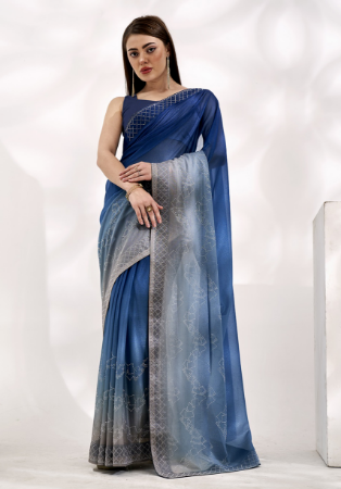 Picture of Gorgeous Chiffon & Georgette Midnight Blue Saree