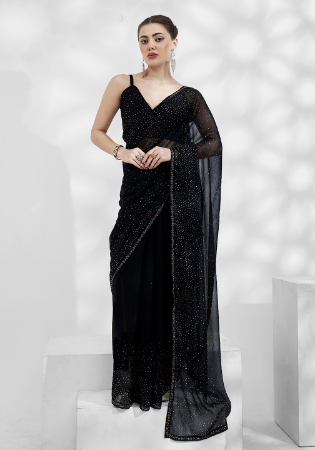 Picture of Classy Chiffon & Georgette Black Saree