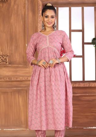 Picture of Beautiful Cotton Light Pink Kurtis & Tunic