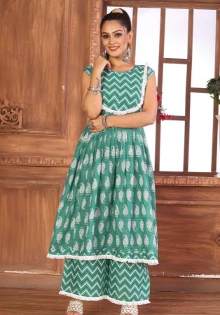 Picture of Classy Cotton Sea Green Kurtis & Tunic