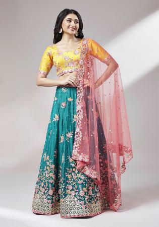 Picture of Comely Georgette Teal Lehenga Choli