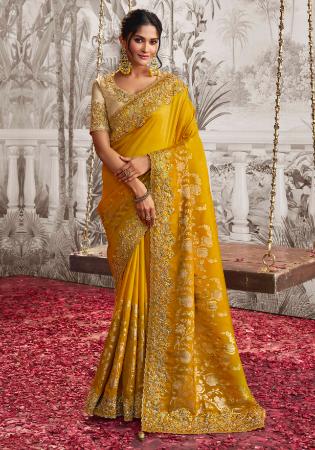 Picture of Marvelous Georgette Dark Golden Rod Saree