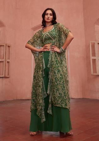 Picture of Pleasing Georgette Dark Green Readymade Lehenga Choli