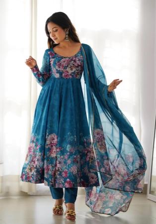 Picture of Cotton & Silk Midnight Blue Readymade Salwar Kameez