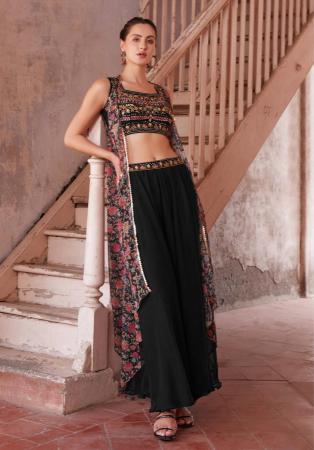 Picture of Excellent Georgette Black Readymade Lehenga Choli