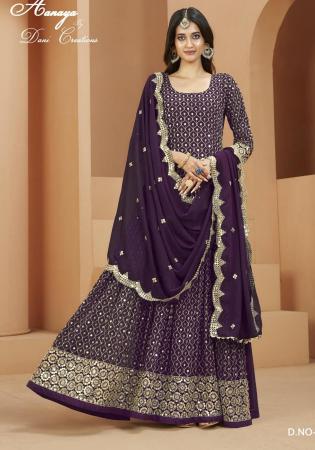 Picture of Georgette Dark Olive Green Straight Cut Salwar Kameez