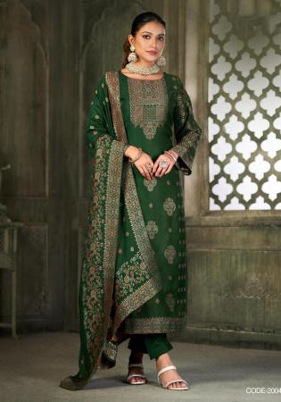 Picture of Chiffon Dark Olive Green Straight Cut Salwar Kameez