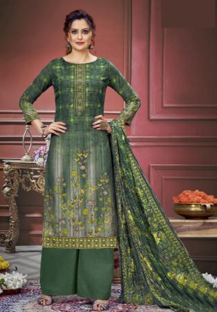 Picture of Ravishing Chiffon Sea Green Straight Cut Salwar Kameez