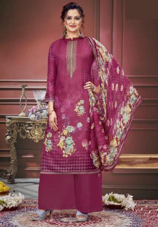 Picture of Chiffon Indian Red Straight Cut Salwar Kameez