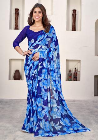 Picture of Gorgeous Linen Cornflower Blue Saree