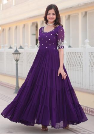 Picture of Alluring Georgette Purple Readymade Gown