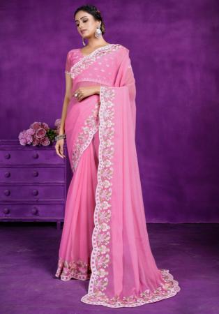 Picture of Amazing Chiffon Pale Violet Red Saree