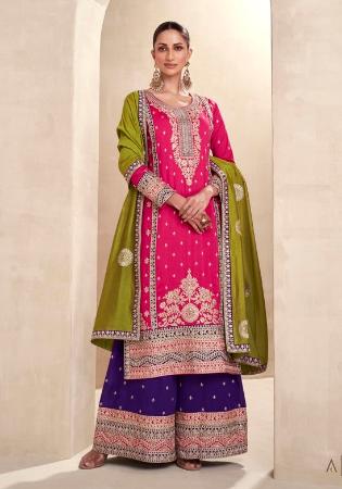 Picture of Bewitching Silk Crimson Straight Cut Salwar Kameez