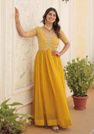 Picture of Exquisite Georgette Golden Rod Readymade Gown