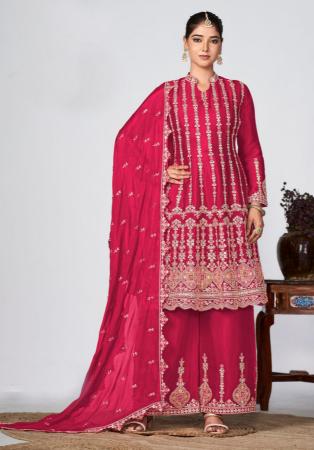 Picture of Chiffon Light Pink Straight Cut Salwar Kameez