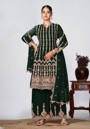 Picture of Chiffon Dark Slate Grey Straight Cut Salwar Kameez