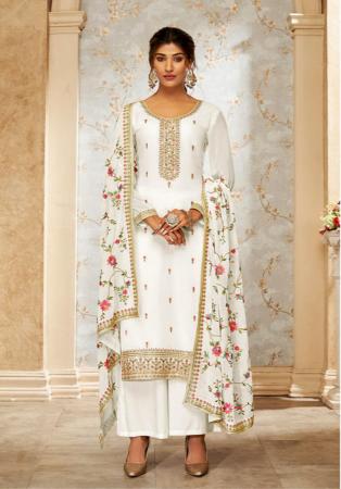 Picture of Classy Georgette White Straight Cut Salwar Kameez