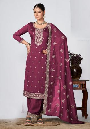 Picture of Comely Chiffon Brown Straight Cut Salwar Kameez