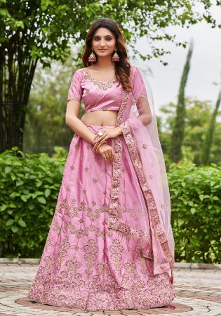 Picture of Marvelous Satin & Silk Pale Violet Red Lehenga Choli