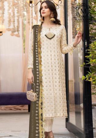 Picture of Statuesque Georgette Beige Straight Cut Salwar Kameez