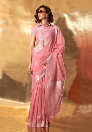 Picture of Well Formed Cotton & Linen Light Pink Saree