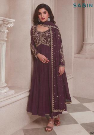 Picture of Chiffon Dark Olive Green Anarkali Salwar Kameez