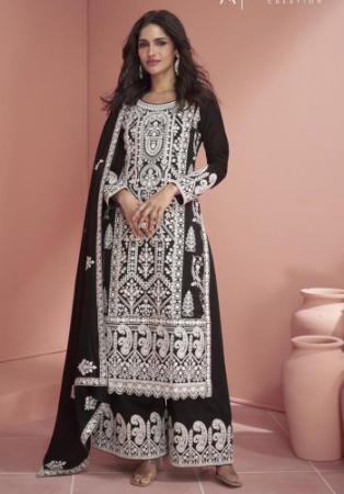 Picture of Amazing Georgette Black Straight Cut Salwar Kameez