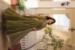 Picture of Comely Georgette Dark Olive Green Readymade Gown