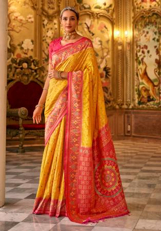 Picture of Pleasing Silk Dark Golden Rod Saree