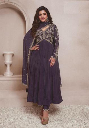 Picture of Radiant Chiffon Purple Straight Cut Salwar Kameez