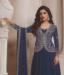 Picture of Chiffon Steel Blue Straight Cut Salwar Kameez