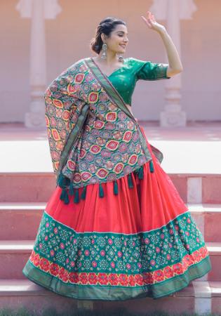 Picture of Fine Silk Dark Sea Green Lehenga Choli