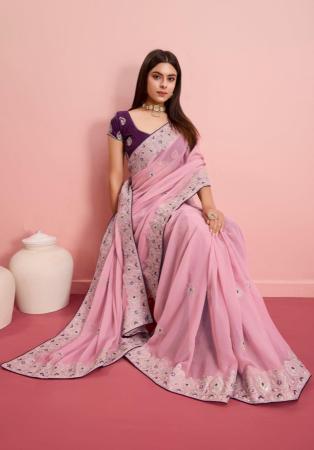 Picture of Marvelous Georgette & Silk Rosy Brown Saree