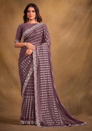 Picture of Superb Georgette & Net & Satin Pink Saree