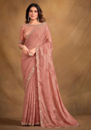 Picture of Alluring Georgette & Net & Satin Burly Wood Saree