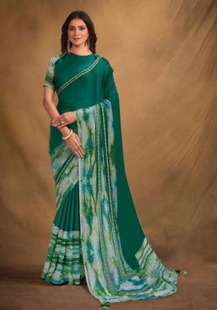 Picture of Shapely Georgette & Net & Satin Teal Saree