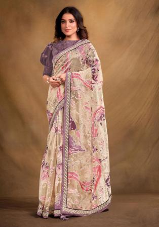 Picture of Beautiful Georgette & Net & Satin Tan Saree