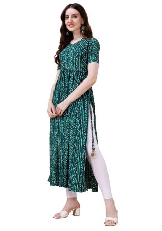 Picture of Classy Rayon Dark Green Kurtis & Tunic