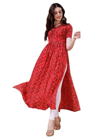 Picture of Good Looking Rayon Maroon Kurtis & Tunic