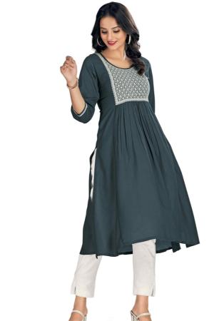 Picture of Nice Rayon Dark Slate Grey Kurtis & Tunic