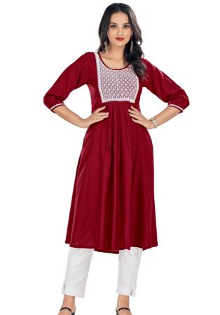 Picture of Grand Rayon Maroon Kurtis & Tunic