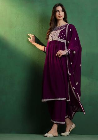 Picture of Shapely Georgette Purple Readymade Salwar Kameez