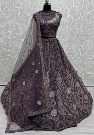 Picture of Beauteous Net Purple Lehenga Choli