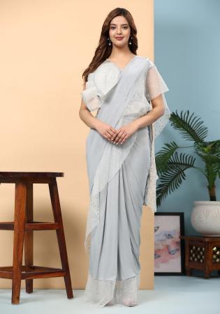 Picture of Elegant Lycra Slate Grey Saree