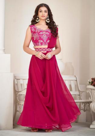 Picture of Stunning Georgette Light Coral Lehenga Choli