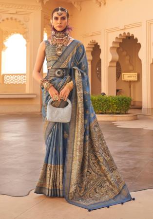 Picture of Good Looking Silk Slate Grey Saree