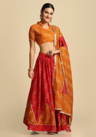 Picture of Lovely Cotton & Silk Fire Brick Lehenga Choli