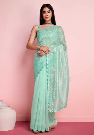 Picture of Ravishing Net Powder Blue Saree