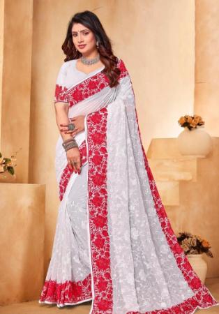 Picture of Comely Georgette Ghost White Saree