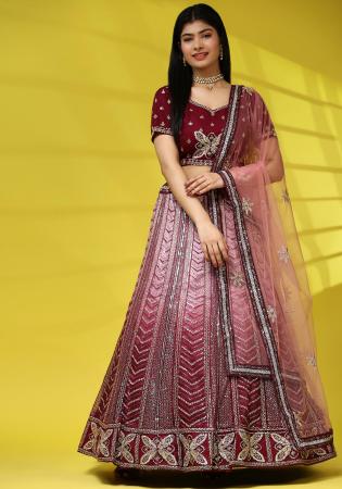 Picture of Pretty Net Maroon Lehenga Choli